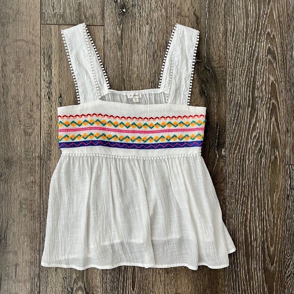 Blu Pepper Embroidered Flowy Tank Top